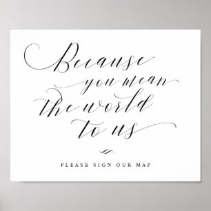 You Mean the World to Us Map Guest Board Sign