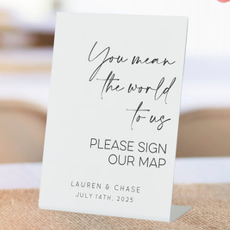 You Mean The World To Use Wedding Map Guestbook Pedestal Sign