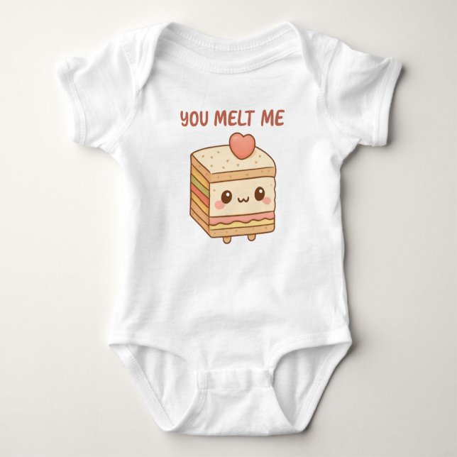 "You Melt Me" Cute Sandwich Baby Bodysuit (Front)