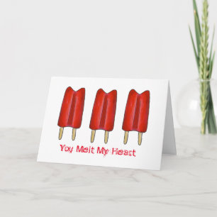 You Melt My Heart Red Popsicle Valentine's Day Holiday Card
