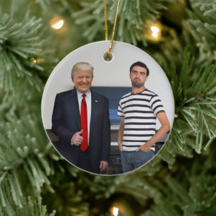 You Met President Donald Trump   Add Your Photo Ceramic Ornament