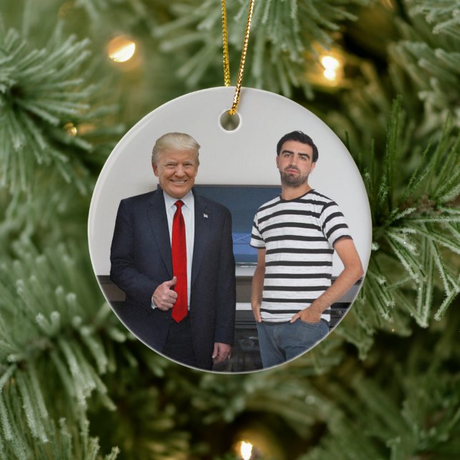 You Met President Donald Trump | Add Your Photo Ceramic Ornament (Tree)