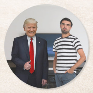You Met President Donald Trump Add Your Photo Round Paper Coaster