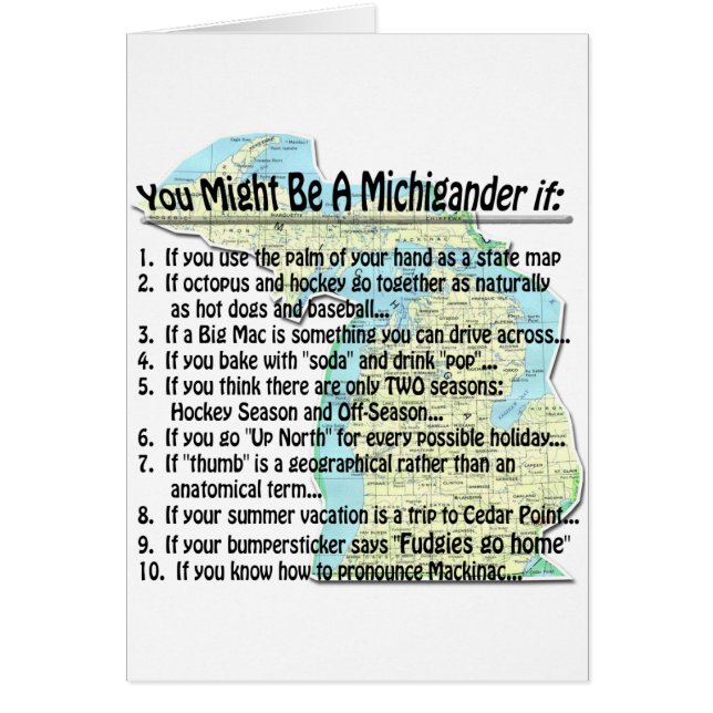 You Might Be A Michigander if: (Front)