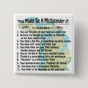You Might Be A Michigander If: 15 Cm Square Badge