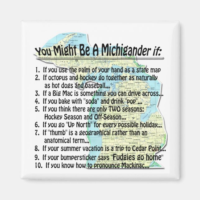 You Might Be A Michigander if: Magnet (Front)