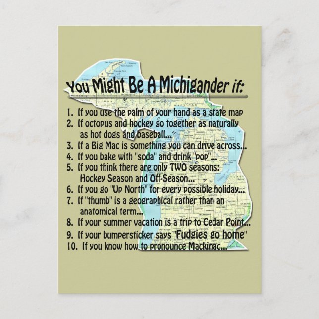 You Might Be A Michigander if: Postcard (Front)