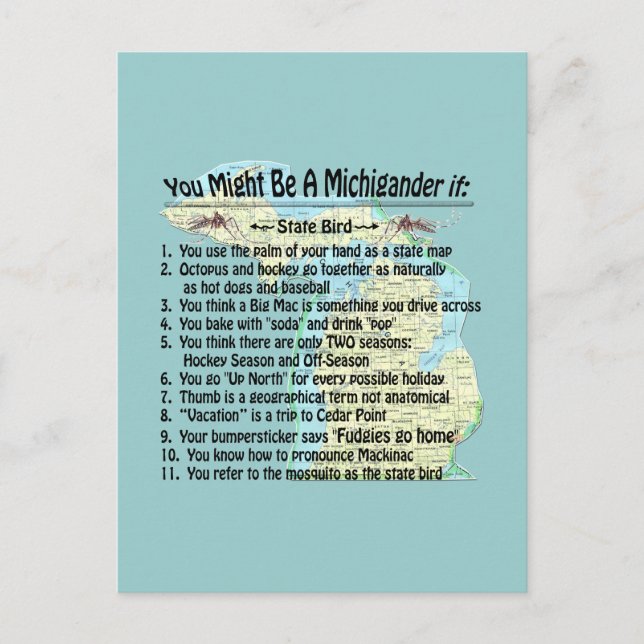 You Might Be A Michigander If: Postcard (Front)