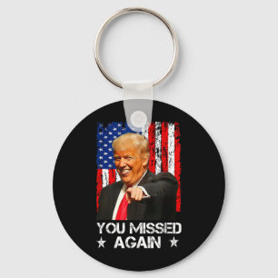 You Missed Again Twice Trump 2025 Usa Flag  Key Ring