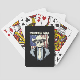 You Missed Twice Western Trump Cowboy Trump 2024  Playing Cards
