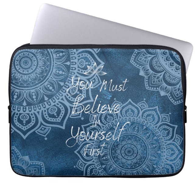 You must believe in yourself | Mandala | Dark blue Laptop Sleeve (Front)