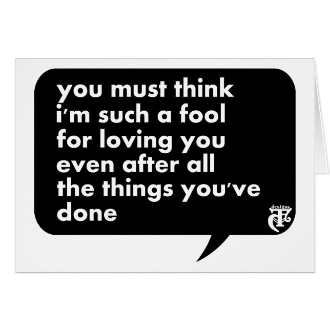 You Must Think I'm Such A Fool For Loving You (Front Horizontal)