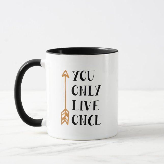 You Only Live Once – YOLO Arrow Design for T-Shirt Mug (Left)