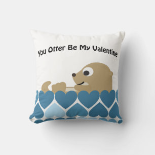 You Otter Be My Valentine with Hearts Cushion