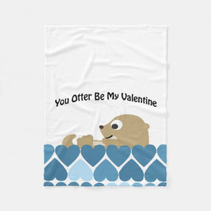You Otter Be My Valentine with Hearts Fleece Blanket