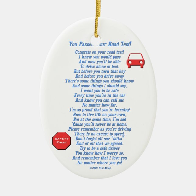 You Passed Road Test - New Driver Ceramic Ornament (Front)