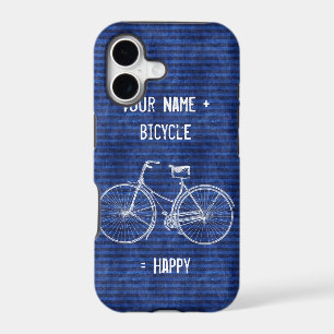 You Plus Bicycle Equals Happy Antique Stripes Blue