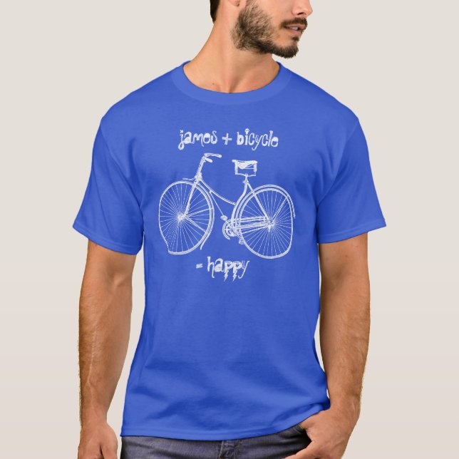 You Plus Bicycle Equals Happy Antique Wheels Bike T-Shirt (Front)