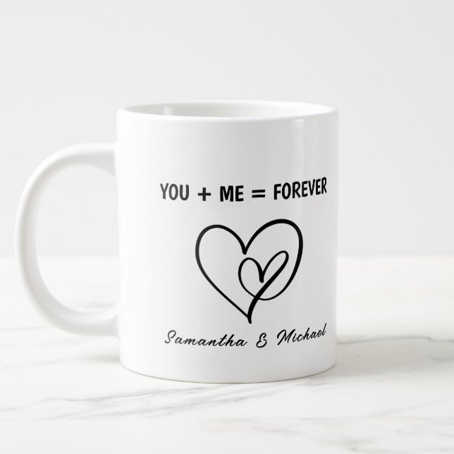 You Plus Me Equals Forever Valentine's Day Large Coffee Mug (Left)
