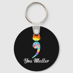You Problem Semicolon Tie Dye Cat Suicide Preventi Key Ring