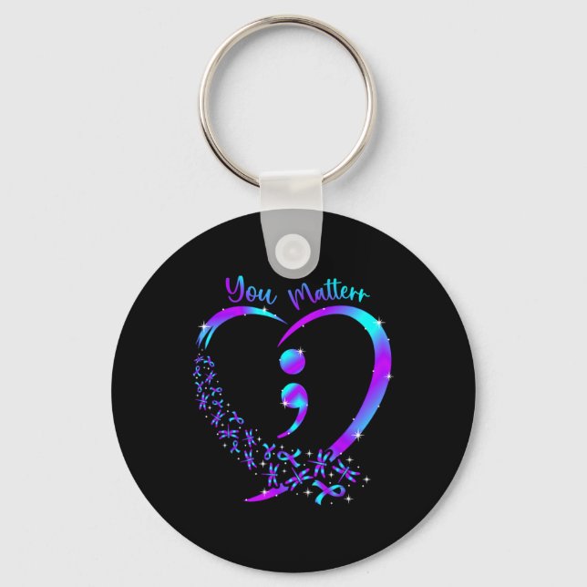 You Problem - Suicide Prevention Teal Purple Aware Key Ring (Front)
