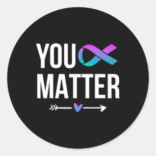 You Problem Suicide Prevention Teal Purple Awarene Classic Round Sticker