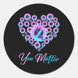 You Problem Suicide Prevention Teal Purple Awarene Classic Round Sticker