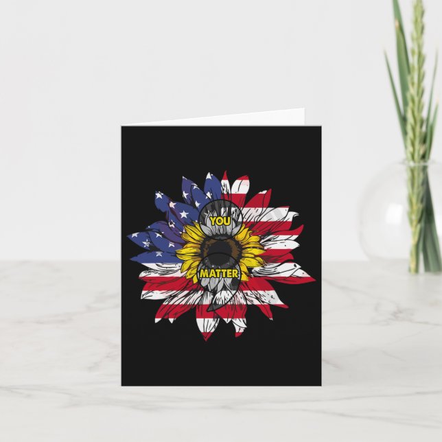 You Problem Sunflower American Flag Suicide Preven Card (Front)
