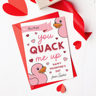 You Quack Me Up Classroom Valentines Day Card