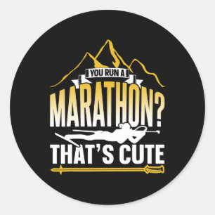 You Ran A Marathon That's Cute Sports Biathlete Bi Classic Round Sticker
