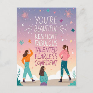You’re Beautiful & Fearless Motivational Quote  Postcard