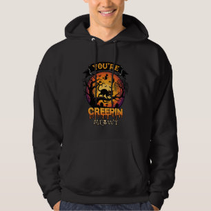You Re Creepin Meowt Halloween Black Cat Full Moon Hoodie