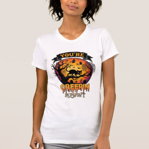 You Re Creepin Meowt Halloween Black Cat Full Moon T-Shirt