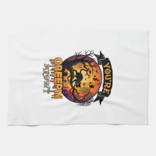 You Re Creepin Meowt Halloween Black Cat Full Moon Tea Towel