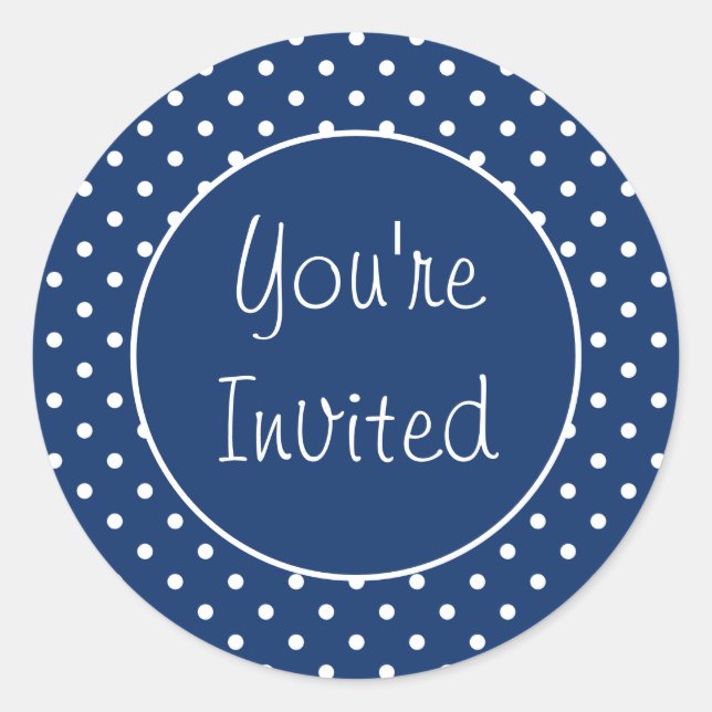 You’re Invited Blue Polka Dot Envelope Seal (Front)