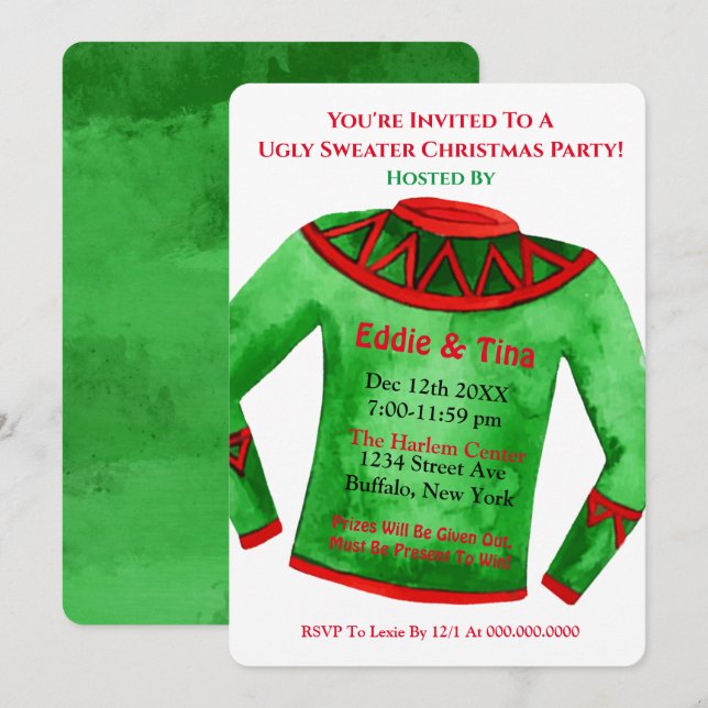 You’re Invited To a Ugly Sweater Christmas Party Invitation (Front/Back)