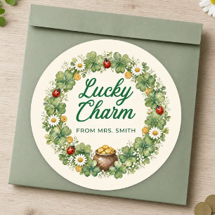 You’re My Lucky Charm Watercolor Classroom Classic Round Sticker