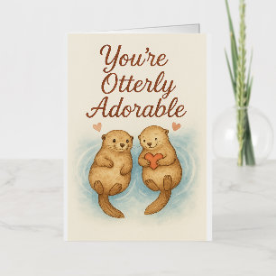 You’re Otterly Adorable – Cute Watercolor Otters Foil Greeting Card