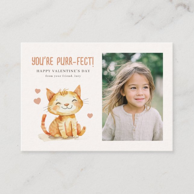 You’re Purr-fect Kids Classroom Valentine Photo Card (Front)