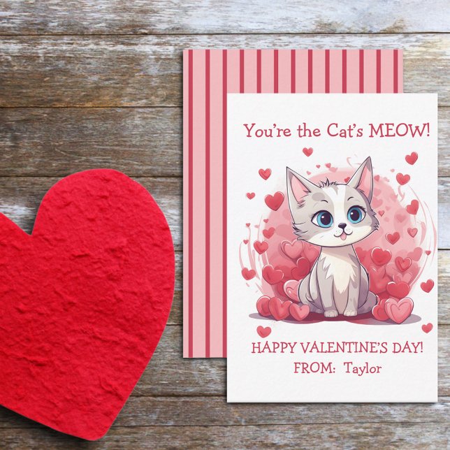 You’re the Cat’s Meow Small Kid’s Class Valentine  Card (Creator Uploaded)