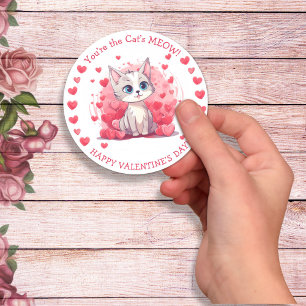 You’re the Cat’s Meow Small Kid’s Class Valentine  Classic Round Sticker