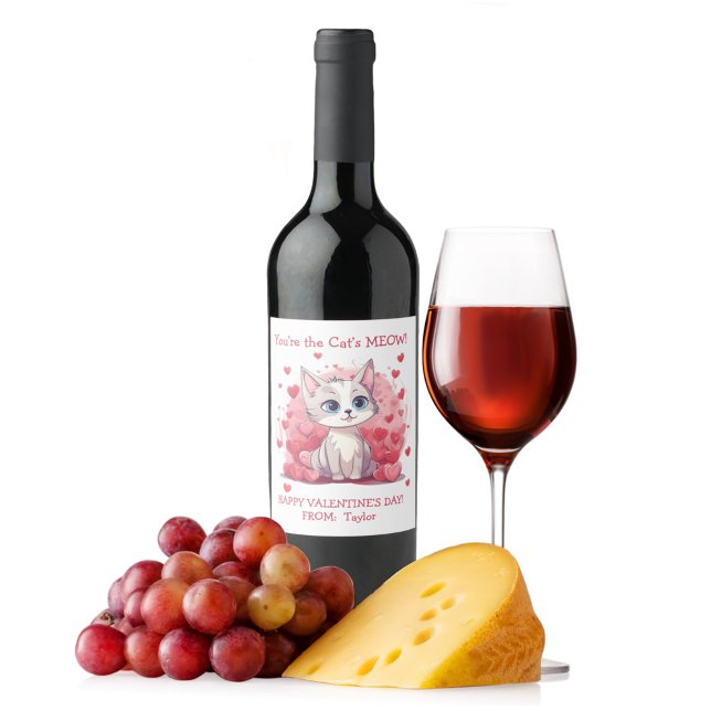 You’re the Cat’s Meow Valentine  Wine Label (Creator Uploaded)