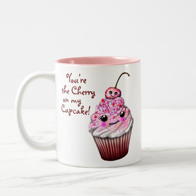 “You’re the Cherry on my Cupcake!” Kawaii Mug (Left)