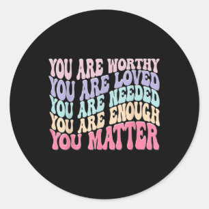 You - Retro Groovy Mental Health Awareness Self Classic Round Sticker