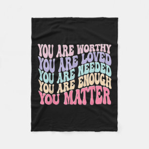 You - Retro Groovy Mental Health Awareness Self Fleece Blanket