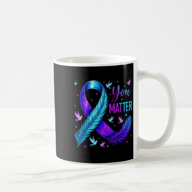 You Ribbon Bird Suicide Prevention Awareness  Coffee Mug (Right)