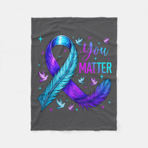 You Ribbon Bird Suicide Prevention Awareness  Fleece Blanket