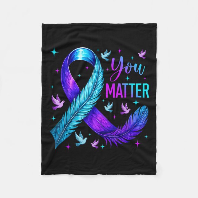 You Ribbon Bird Suicide Prevention Awareness  Fleece Blanket (Front)