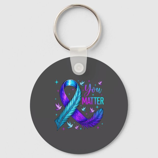 You Ribbon Bird Suicide Prevention Awareness  Key Ring (Front)