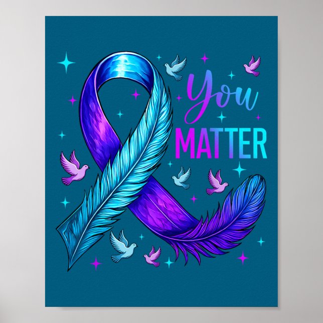 You Ribbon Bird Suicide Prevention Awareness  Poster (Front)